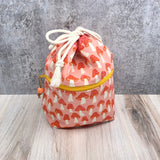 Denise Snow Williams-One of a Kind Drawstring Project Bags-accessory-Medium - Mushroom w/ Exterior Zipper (pink)-gather here online