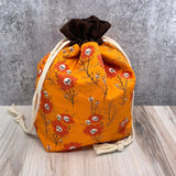 Denise Snow Williams-One of a Kind Drawstring Project Bags-accessory-Medium - Halloween Skull Flowers w/ Interior Zipper-gather here online
