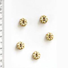 Incomparable Buttons-Tiny Light Blue and Beige Flowers-button-gather here online