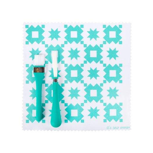 It's Sew Emma-Oh Sew Clean Brush & Cloth Set - Teal-notion-gather here online