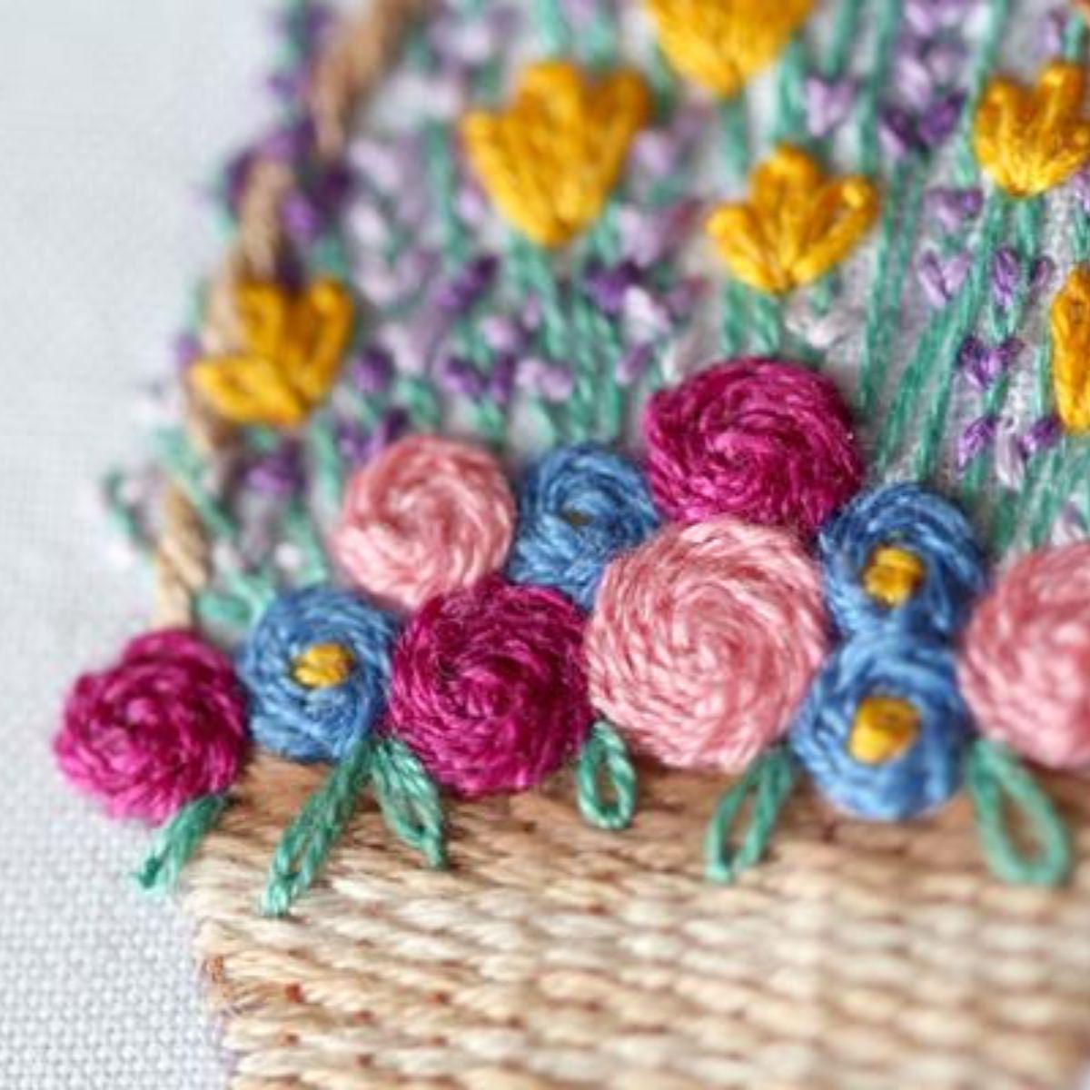 Kiriki Press-Flower Basket Embroidery Stitch Sampler-embroidery/xstitch kit-gather here online