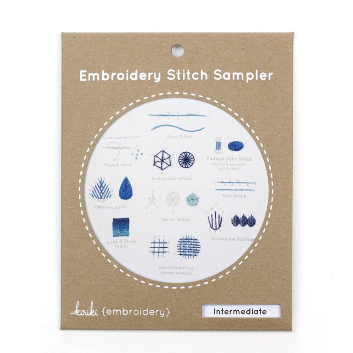 Kiriki Press-Intermediate Embroidery Stitch Sampler-embroidery kit-gather here online