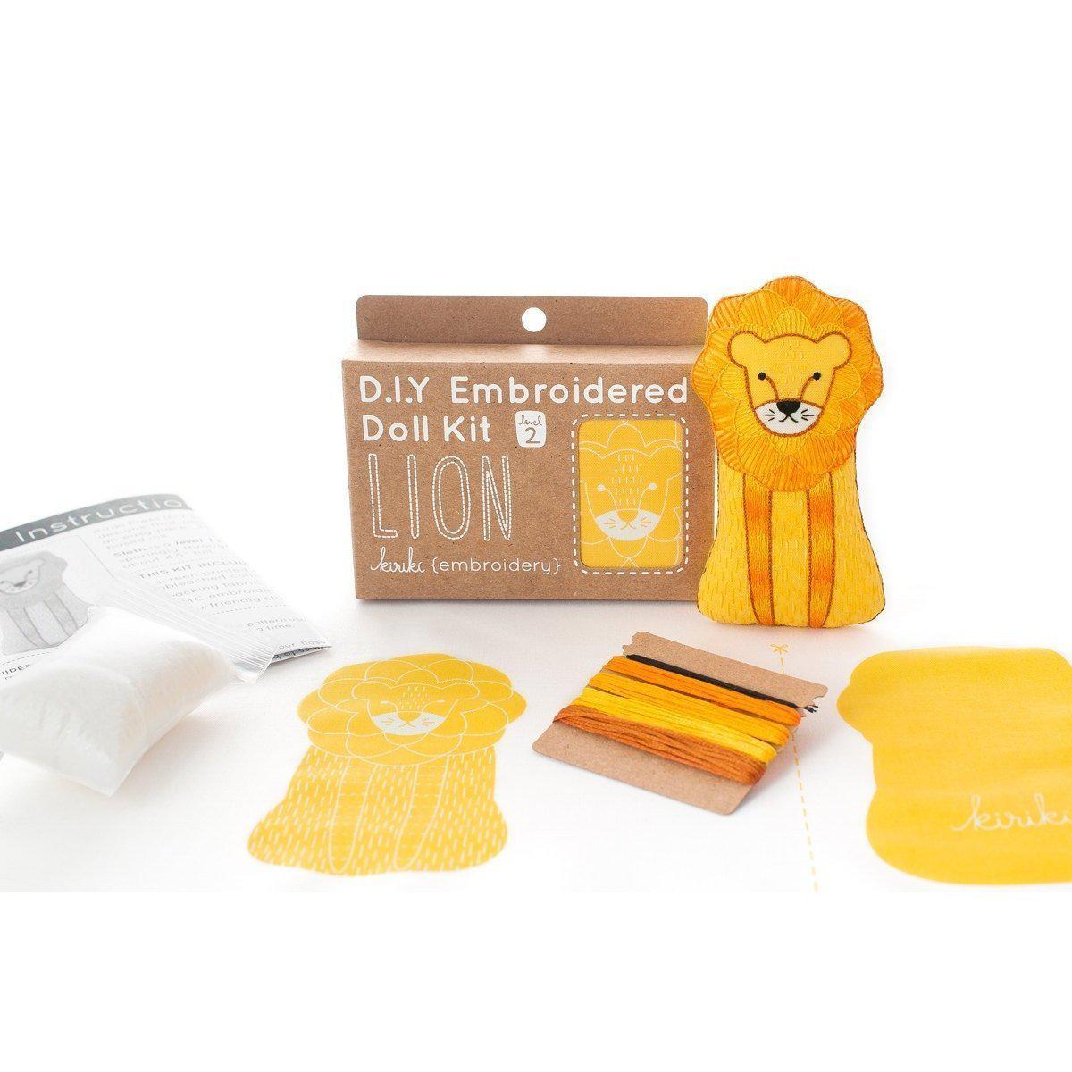 Kiriki Press - Lion DIY Embroidery Kit - Default - gatherhereonline.com