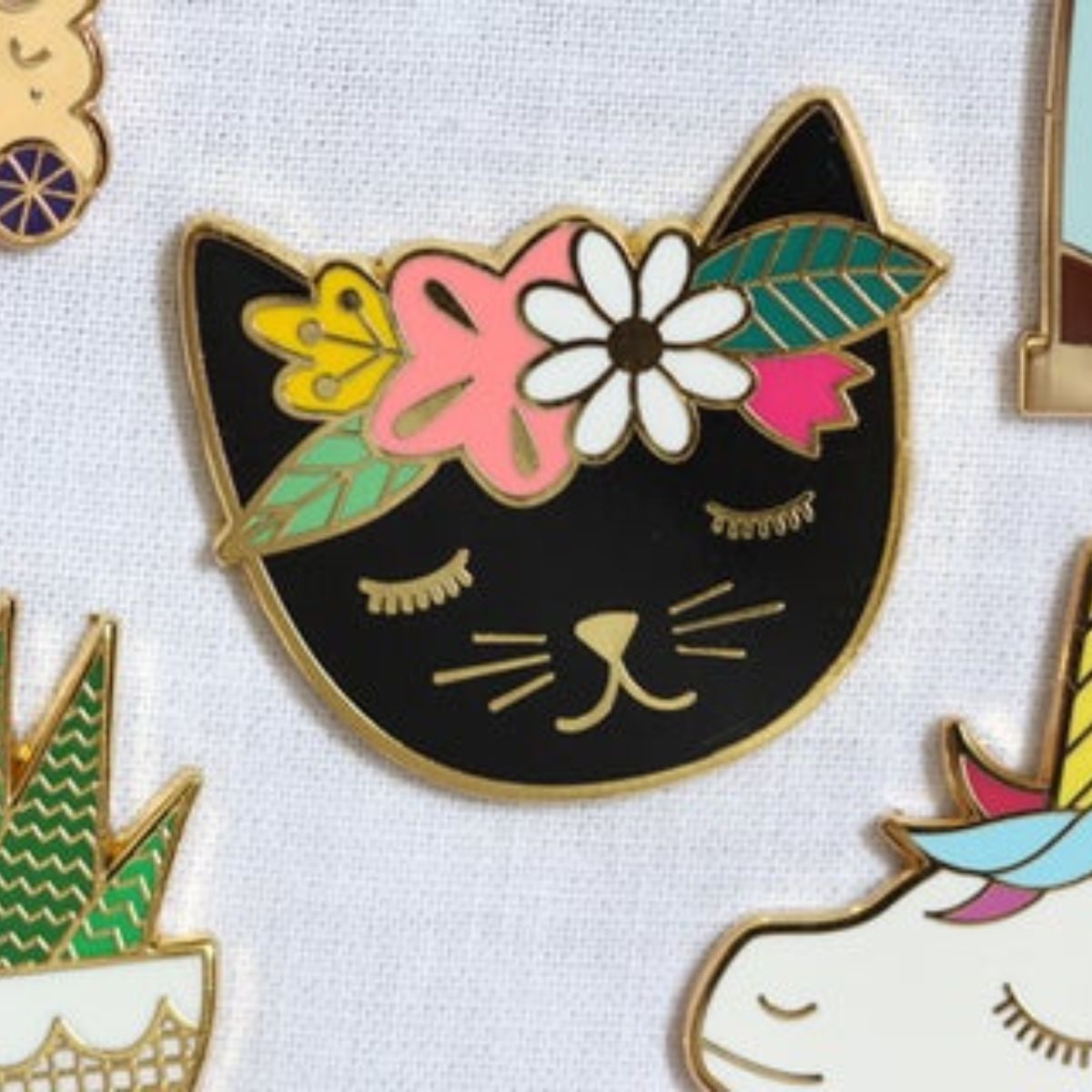 Kiriki Press-Magnetic Needle Minder - Floral Cat-notion-gather here online