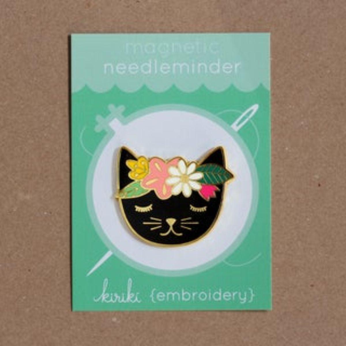 Kiriki Press-Magnetic Needle Minder - Floral Cat-notion-gather here online