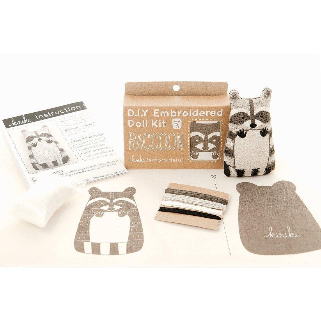 Kiriki Press - Raccoon DIY Embroidery Kit - Default - gatherhereonline.com