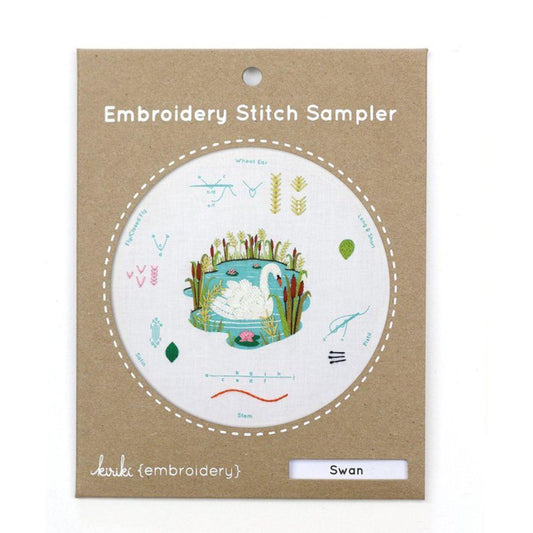 Kiriki Press-Swan Embroidery Stitch Sampler-embroidery/xstitch kit-gather here online