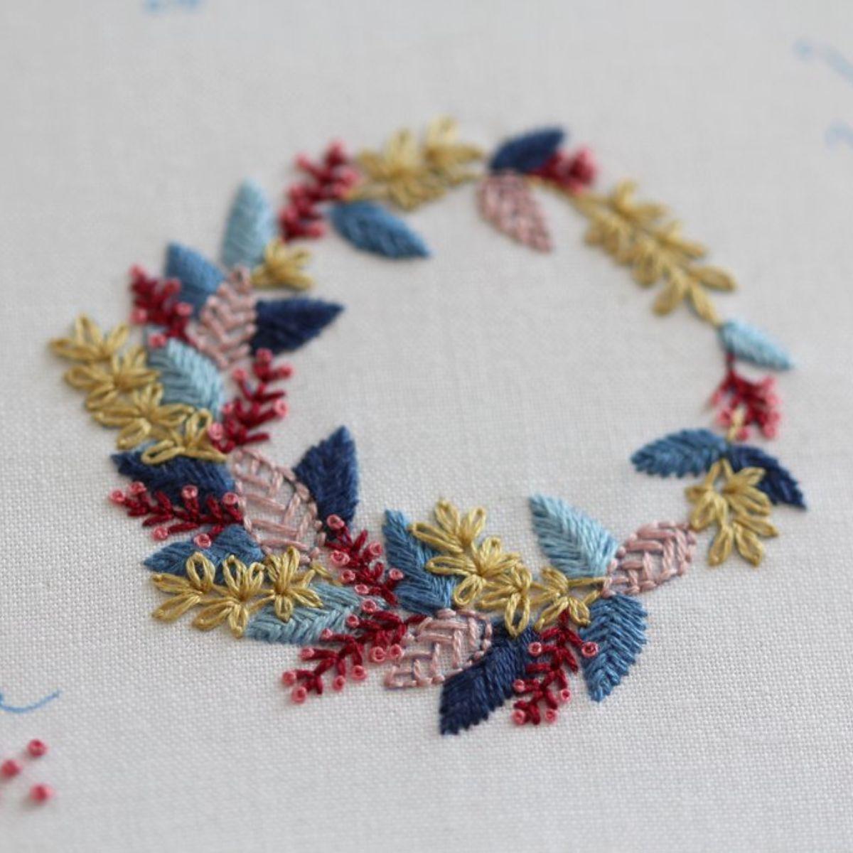 Kiriki Press-Winter Wreath Embroidery Stitch Sampler-embroidery kit-gather here online