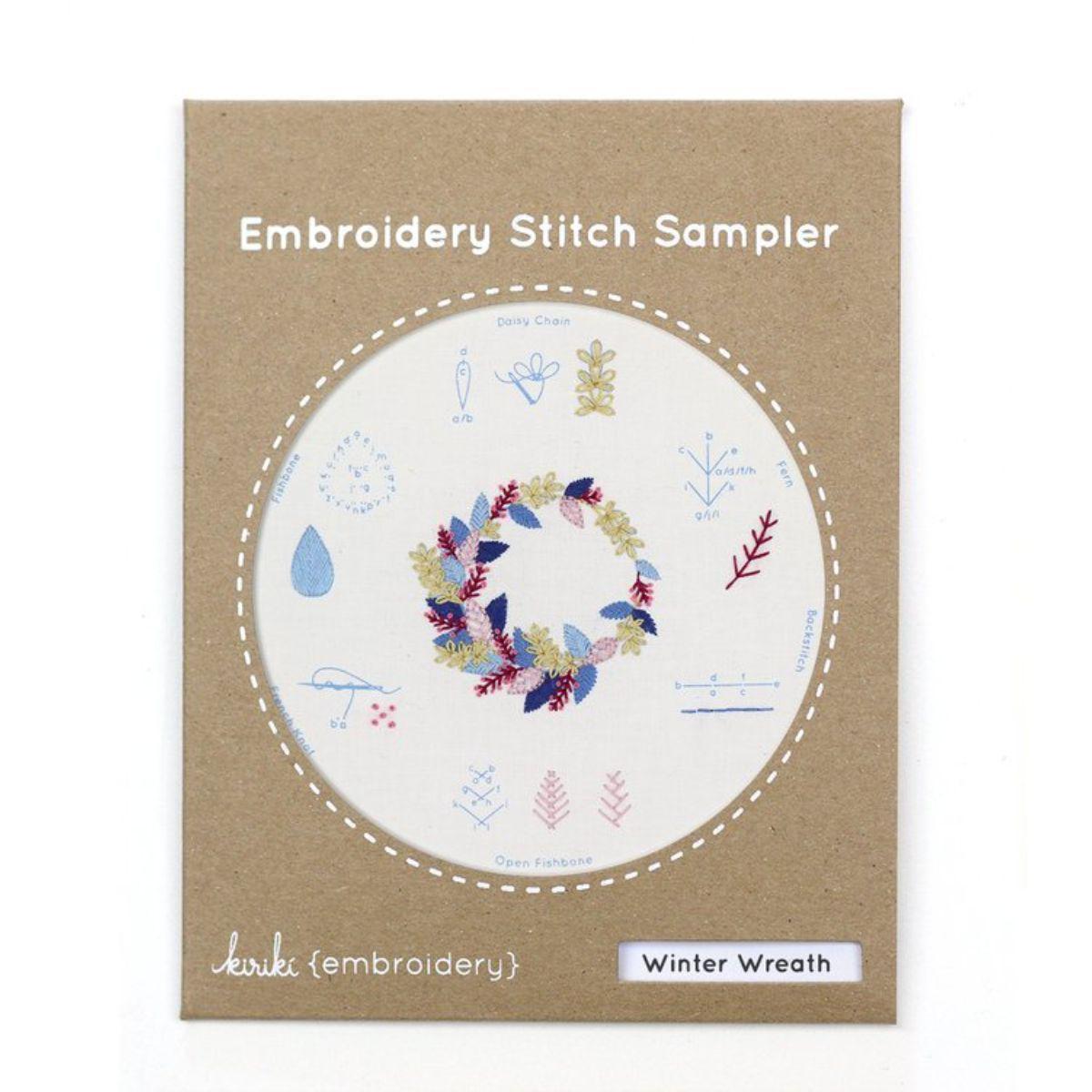 Kiriki Press-Winter Wreath Embroidery Stitch Sampler-embroidery kit-gather here online