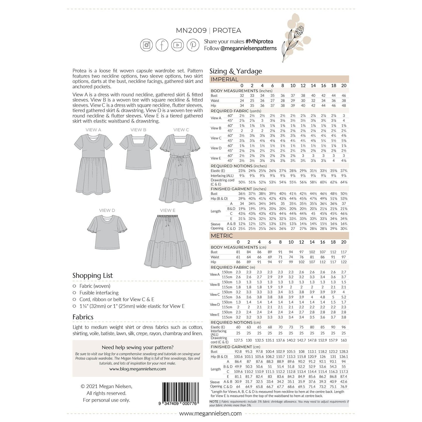 Megan Nielsen-Protea Capsule Wardrobe Pattern-sewing pattern-gather here online