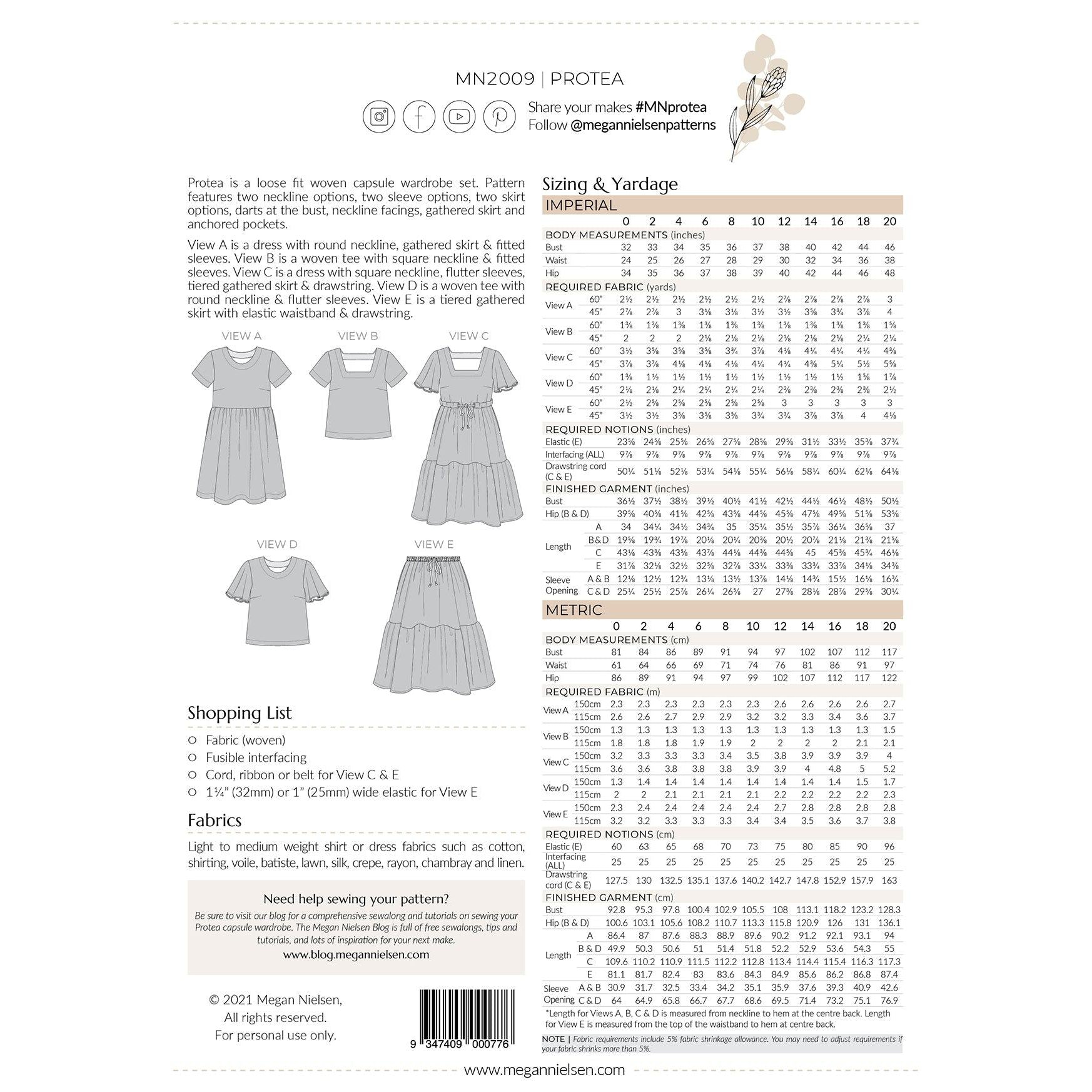 Megan Nielsen-Protea Capsule Wardrobe Pattern-sewing pattern-gather here online