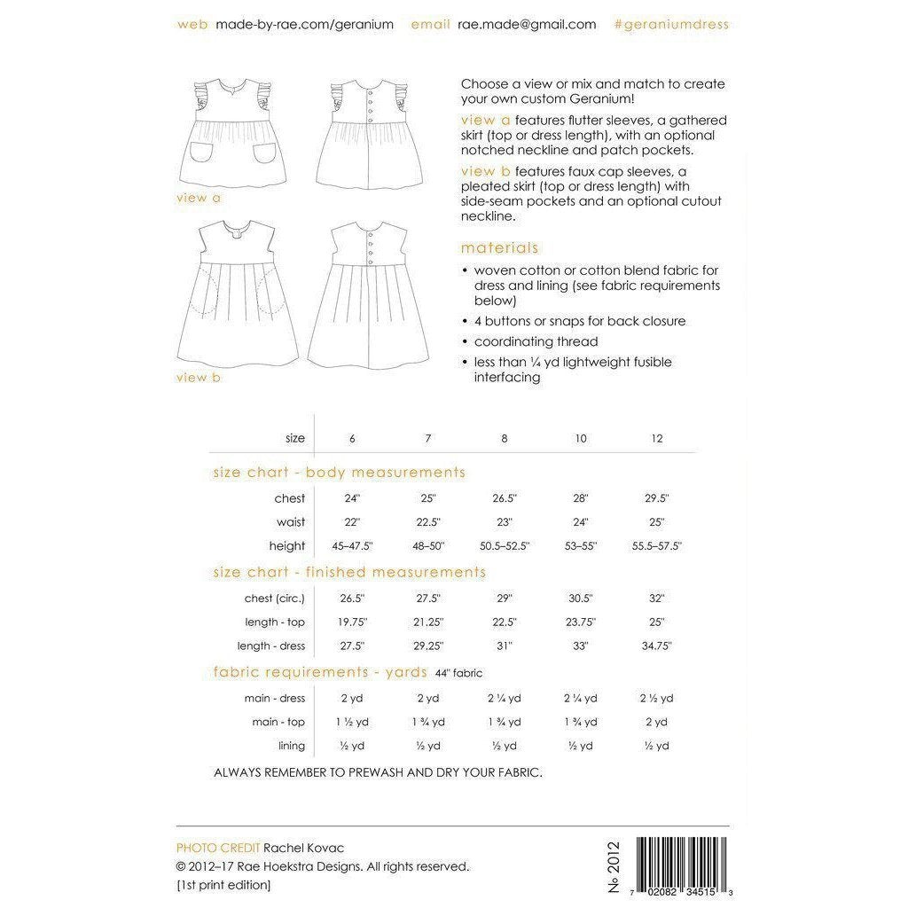 Made by rae-Geranium Dress Pattern 6-12-sewing pattern - kids-Default-gather here online