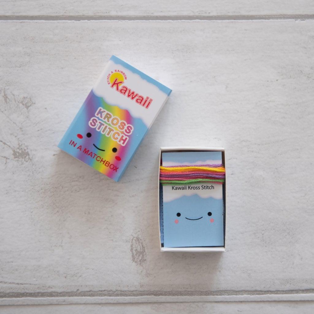 Marvling Bros-Kawaii Rainbow Arc Mini Cross Stitch Kit in a Matchbox-xstitch kit-gather here online