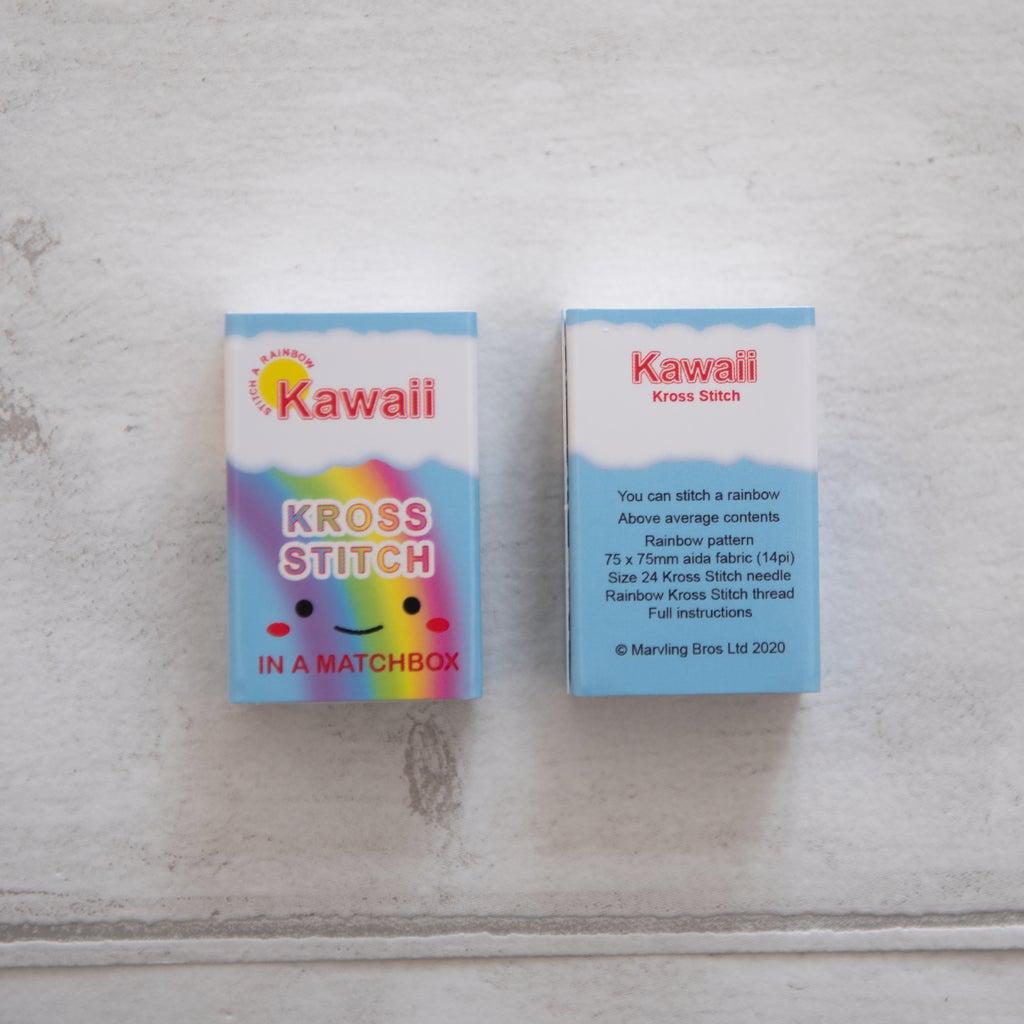 Marvling Bros-Kawaii Rainbow Arc Mini Cross Stitch Kit in a Matchbox-xstitch kit-gather here online