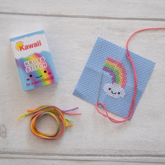 Marvling Bros-Kawaii Rainbow Cloud Mini Cross Stitch Kit in a Matchbox-xstitch kit-gather here online