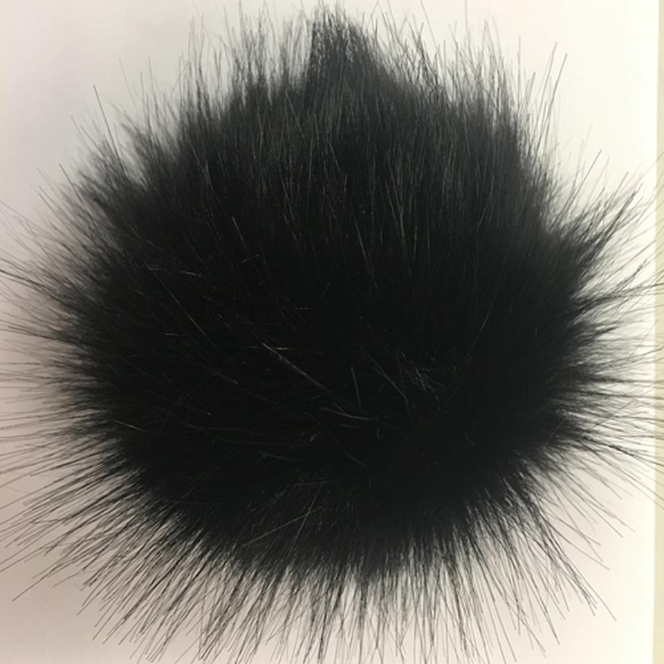 McPorter Farm-Faux Fox Fur Pompom - Black-pompoms-gather here online