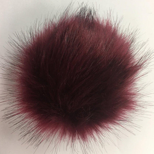 McPorter Farm-Faux Fox Fur Pompom - Burgundy-pompoms-gather here online