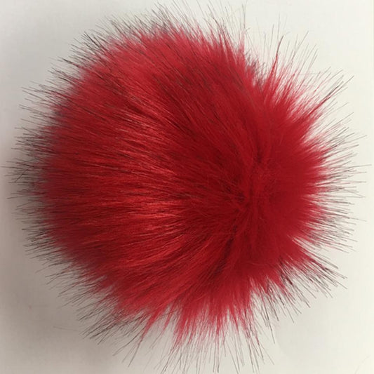 McPorter Farm-Faux Fox Fur Pompom - Red-pompoms-gather here online