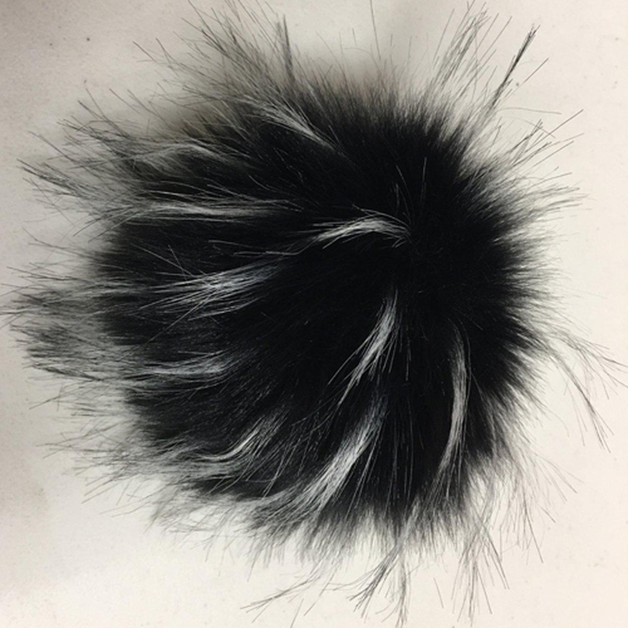 McPorter Farm-Faux Raccoon Fur Pompom - Black with White-pompoms-gather here online