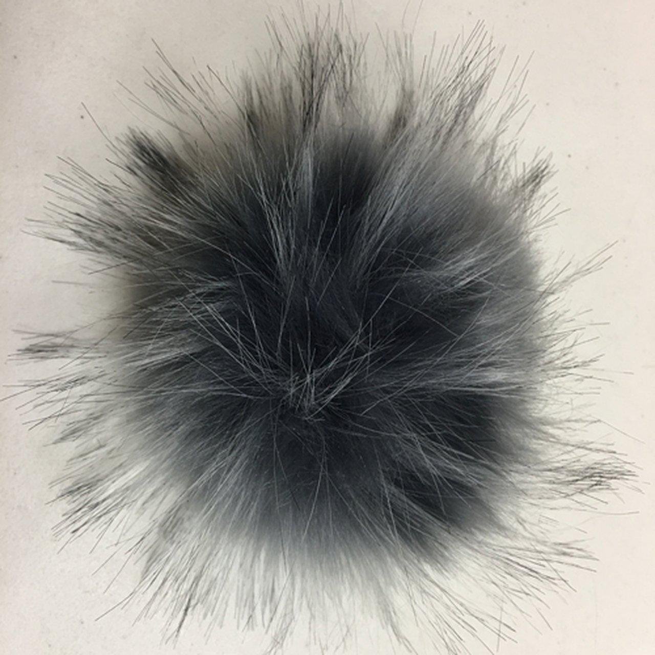 McPorter Farm-Faux Raccoon Fur Pompom - Charcoal-pompoms-gather here online