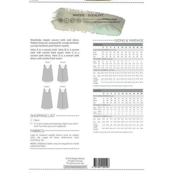 Megan Nielsen-Eucalypt Tank Top & Dress Pattern-sewing pattern-gather here online