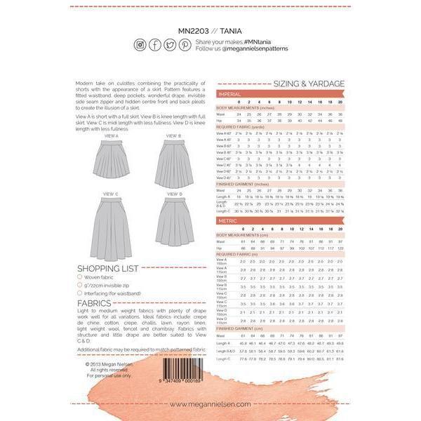 Megan Nielsen-Tania Culottes Pattern-sewing pattern-Default-gather here online