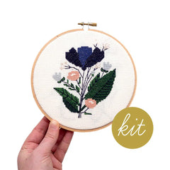 Junebug and Darlin-Midnight Floral, 6" Cross Stitch Kit-xstitch kit-gather here online