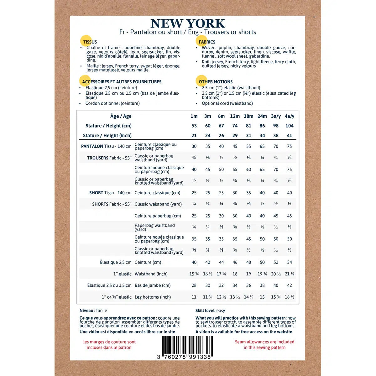 Ikatee-New York Trousers Pattern-sewing pattern - kids-gather here online