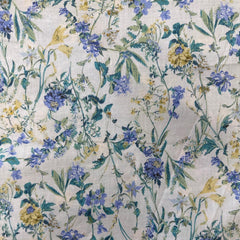 Kokka-Detailed Blue/Yellow Botanicals on Cotton Lawn-fabric-gather here online