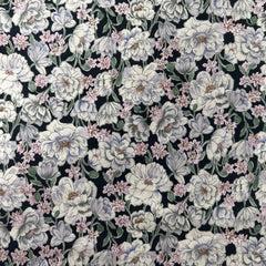 Kokka-Medium Delicate Florals Black on Cotton Lawn-fabric-gather here online