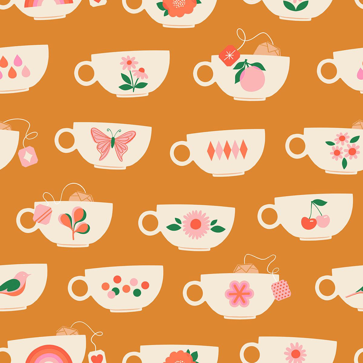 Ruby Star Society-Tea Cups Caramel-fabric-gather here online