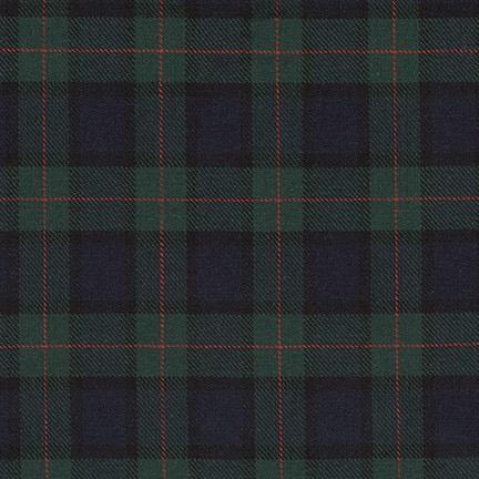 Robert Kaufman - Classic Plaid Twill, Hunter Green with red - Default - gatherhereonline.com