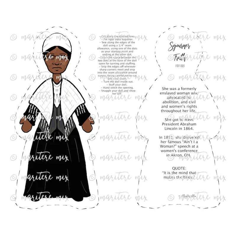 Sewcial Studies-Sojourner Truth DIY Doll-sewing kit-gather here online