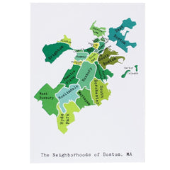 Smudge Ink-Boston, MA Green, Maps by April May Note Card-greeting card-gather here online