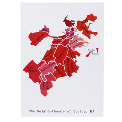 Smudge Ink-Boston, MA Red, Maps by April May Note Card-greeting card-gather here online