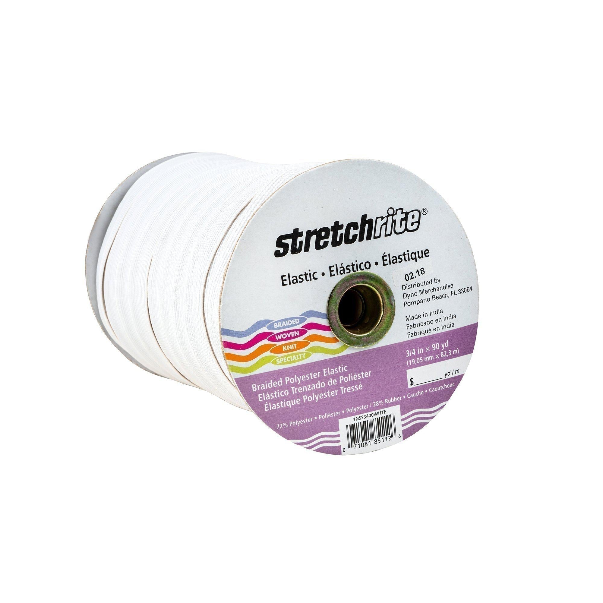 Stretchrite-3/4” Braided Elastic - White-elastic-gather here online