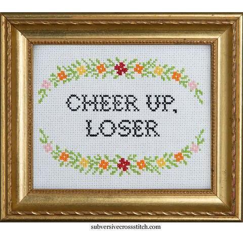 Subversive Cross Stitch - Cheer Up Loser Cross Stitch Kit - - gatherhereonline.com