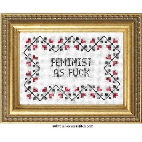 Subversive Cross Stitch-Feminist As F*ck Deluxe Cross Stitch Kit-embroidery/xstitch kit-gather here online