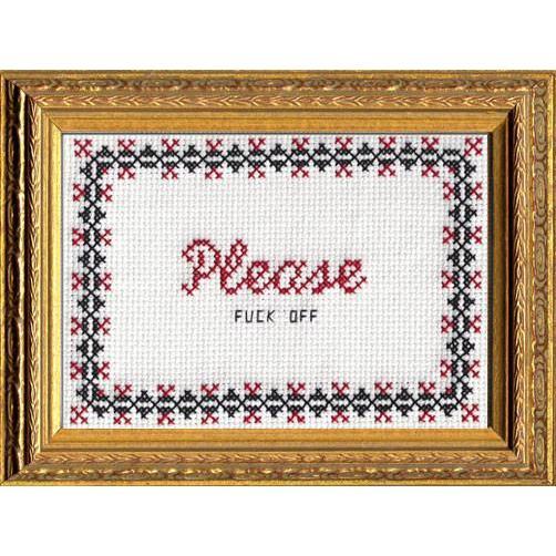 Subversive Cross Stitch-Please Fuck Off Deluxe Cross Stitch kit-xstitch kit-gather here online