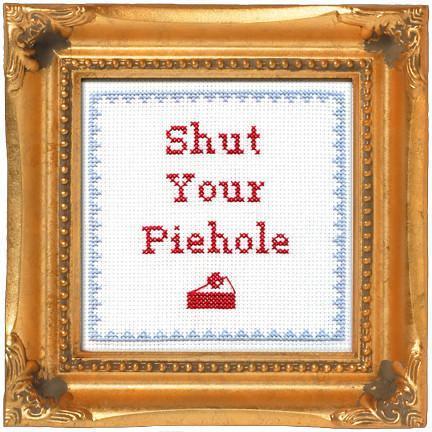 Subversive Cross Stitch - Shut Your Piehole Cross Stitch Kit - - gatherhereonline.com