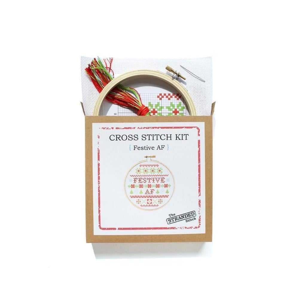 The Stranded Stitch - Festive AF DIY Cross Stitch Kit - Default - gatherhereonline.com