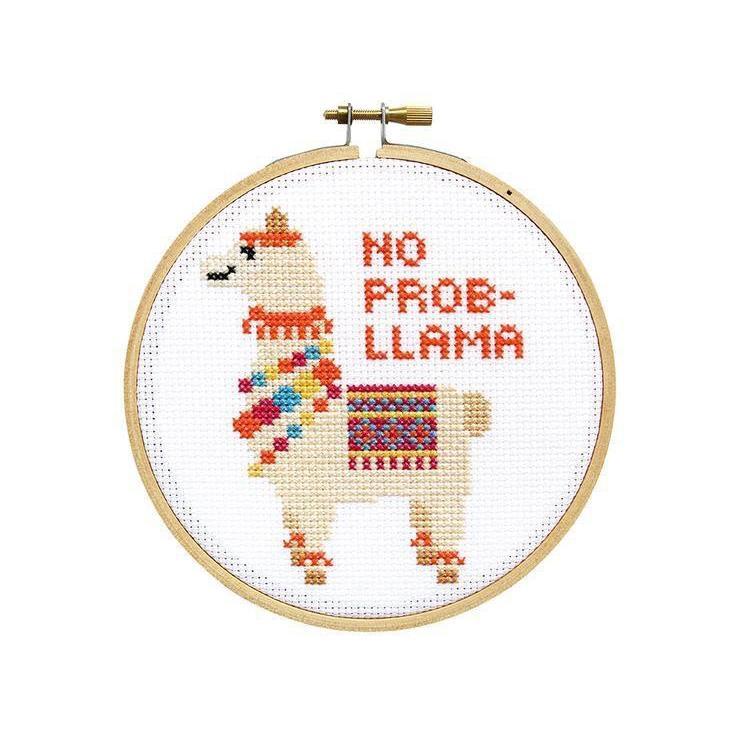 The Stranded Stitch - No Prob-Llama DIY Cross Stitch Kit - Default - gatherhereonline.com