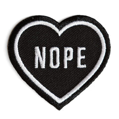 These Are Things-NOPE Heart Black Iron-On Patch-accessory-gather here online