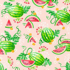 Robert Kaufman-Watermelon on Peach-fabric-gather here online