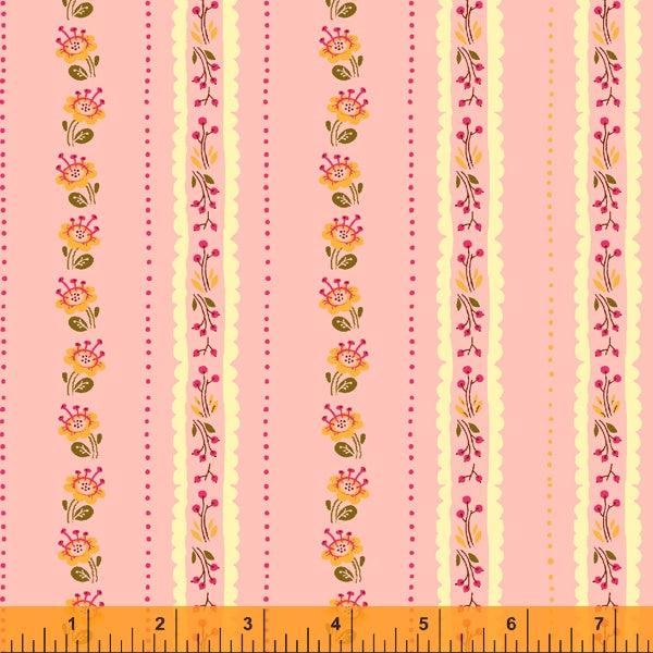 Windham Fabrics-Floral Stripe Pink-fabric-gather here online