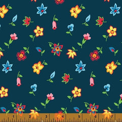 Windham Fabrics-Floral Toss Navy-fabric-gather here online
