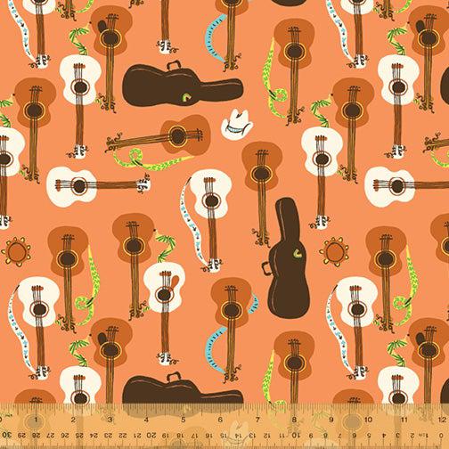 Windham Fabrics-Guitars Red Orange-fabric-gather here online