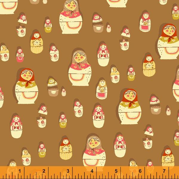 Windham Fabrics-Matryoshka Dolls Brown-fabric-gather here online