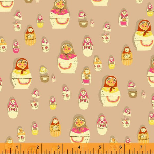 Windham Fabrics-Matryoshka Dolls Warm Tan-fabric-gather here online