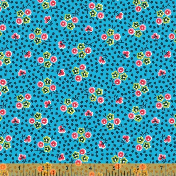 Windham Fabrics-Pop Posey Blue-fabric-gather here online